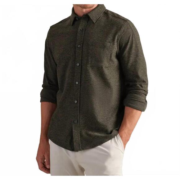 NEW RHONE wfh shirt in lichen green heather